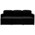 vidaXL Canapé-lit modulaire 3 places Noir Tissu