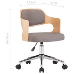 vidaXL Chaise pivotante de bureau Taupe Bois courbé et tissu