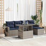 vidaXL Salon de jardin 6 Pièces avec coussins noir résine tressée acacia