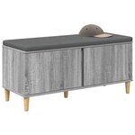 vidaXL Banc d'entrée avec coussin Gris Sonoma 100 x 38 x 46 cm
