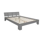 Lit en bois 120x200 cm gris avec sommier à lattes  Pin massif