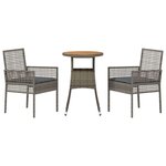 vidaXL Ensemble de salle à manger pour jardin 3 Pièces Gris Poly rotin