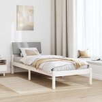 vidaXL Cadre de lit Blanc et gris clair 75 x 190 cm Bois massif en pin