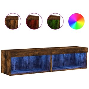 vidaXL Meubles TV avec lumières LED 2 Pièces chêne fumé 60x30x30 cm