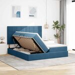 vidaXL Lit de rangement LED avec matelas Bleu foncé 200 x 200 cm