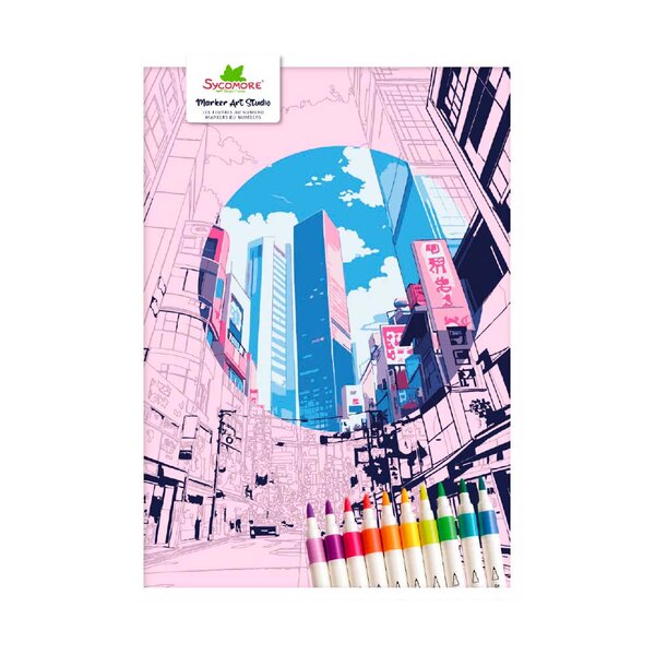 Marker art Studio - Peinture au numero - Ville japonaise