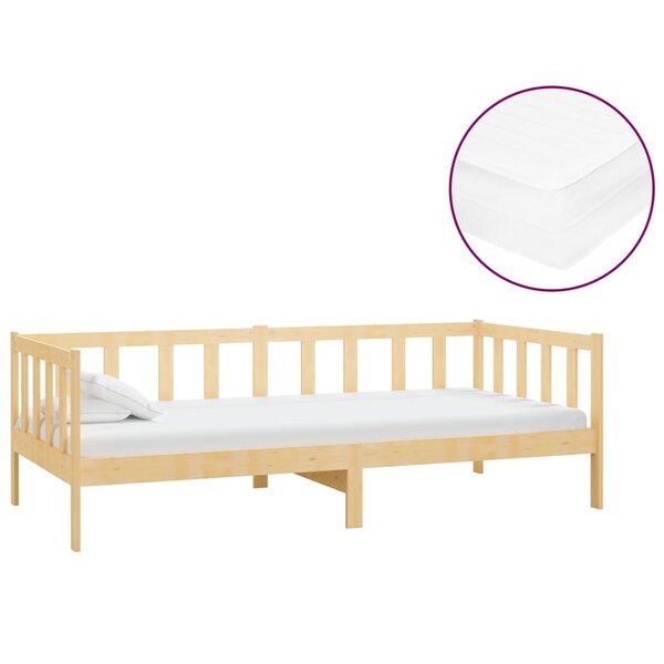 vidaXL Lit de repos avec matelas 90x200 cm Bois de pin massif