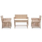Salon de jardin meuble d'extérieur ensemble de mobilier 4 pièces avec coussins résine tressée beige 02_0016175