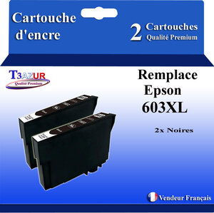 2x Cartouches Compatibles avec Epson 603 603XL pour Epson Expression Home XP-2100  XP-2105  XP-2150  XP-2155  XP-3100  XP-3105  XP-3150  XP-3155  XP-4100  XP-4105  XP-4150  XP-4155 Noire