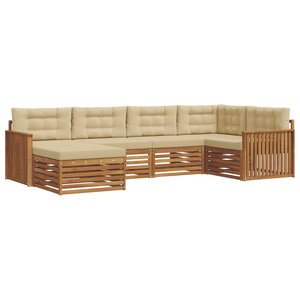 vidaXL Ensemble de canapés d'extérieur 6 pc Naturel et Beige