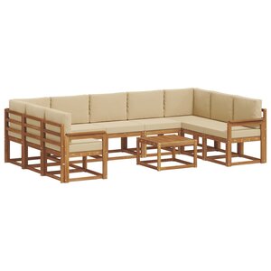 vidaXL Ensemble de canapés d'extérieur 10 Pièces Naturel et Beige