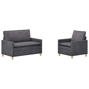 vidaXL Ensemble de Canapés 2 pc Gris foncé Polyester