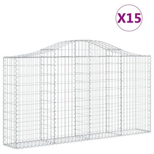 vidaXL Paniers à gabions arqués 15 Pièces 200x30x100/120 cm Fer galvanisé
