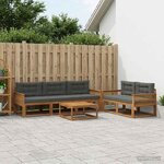 vidaXL Ensemble de canapés d'extérieur 6 Pièces Naturel et Anthracite