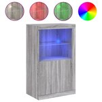 vidaXL Armoire latérale et lumières LED sonoma gris bois d'ingénierie