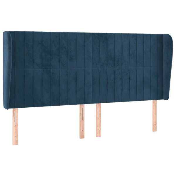vidaXL Tête de lit avec oreilles Bleu foncé 163x23x118/128 cm Velours