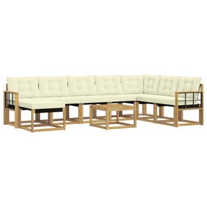 vidaXL Ensemble de canapés d'extérieur 9 pc Blanc et crème