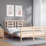 vidaXL Cadre de lit avec tête de lit 140x200 cm bois massif
