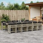 vidaXL Ensemble à manger de jardin et coussins 13 Pièces gris clair rotin