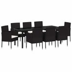 vidaXL Ensemble de salle à manger pour jardin 9 Pièces Noir polyrotin