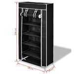 vidaXL Armoire à chaussures avec housse 58 x 28 x 106 cm Tissu Noir