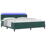 vidaXL Lit à ressort LED avec matelas Vert foncé 200 x 200 cm Velours