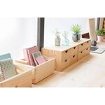 Mini rangement bloc en pin brut ave tiroirs 4 tiroirs
