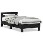 vidaXL Cadre de lit Chêne noir 90 x 200 cm Bois d'ingénierie