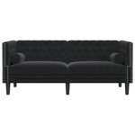 vidaXL Canapé Chesterfield avec traversins 2 places noir velours