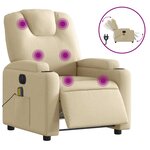 vidaXL Fauteuil inclinable de massage électrique crème tissu