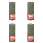 Bolsius Bougies pilier rustiques Shine 4 Pièces 190x68 mm Vert olive