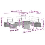 vidaXL Ensemble de Canapé de Jardin de 9 pièces avec Coussins Beige Rattan Acacia