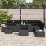 vidaXL Ensemble de canapé de jardin 11 Pièces Noir Poly rotin