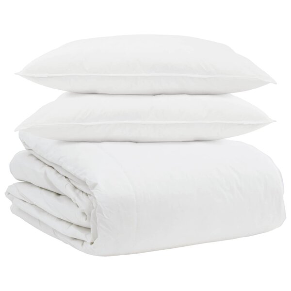 vidaXL Ensemble de Duvet avec oreiller 3 pc Blanc Plume de canard