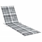 vidaXL Chaises longues lot de 2 avec coussin carreaux gris Teck solide