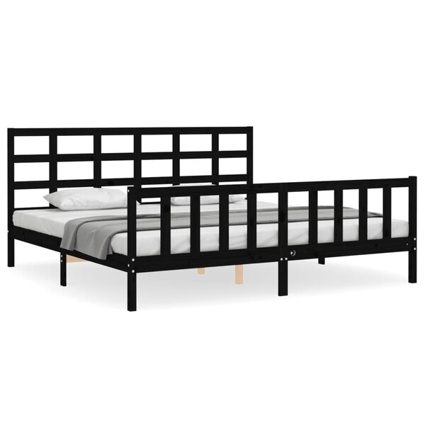 vidaXL Cadre de lit sans matelas noir 200x200 cm bois massif de pin
