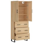 vidaXL Buffet haut Chêne sonoma 69 5x34x180 cm Bois d'ingénierie