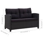 vidaXL Ensemble à dîner de jardin coussins noirs 3 Pièces Résine tressée