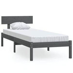 vidaXL Cadre de lit Gris Bois de pin massif 90x190 cm Simple