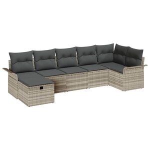vidaXL Ensemble de canapé de jardin 7 Pièces Gris clair polyrotin