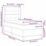 vidaXL Lit à ressorts avec matelas gris foncé 90x190 cm Gris clair