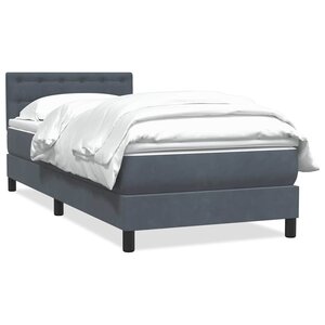 vidaXL Sommier à lattes de lit et matelas gris foncé 90x220 cm velours