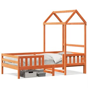 vidaXL Cadre de lit avec toit sans matelas cire marron 90x190 cm