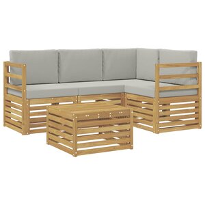 vidaXL Ensemble de canapés d'extérieur 5 Pièces Blanc et gris clair