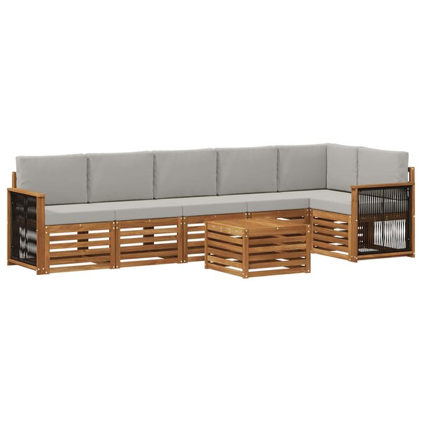 vidaXL Ensemble de canapés d'extérieur 6 pc Naturel et gris clair