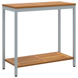 vidaXL Table de jardin avec stockage Naturel et gris 80 x 35 x 75 cm