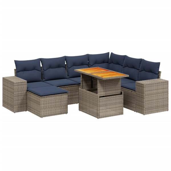 vidaXL Salon de jardin 8 Pièces avec coussins gris résine tressée