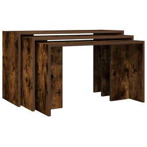 vidaXL Tables gigognes 3 Pièces chêne fumé bois d'ingénierie
