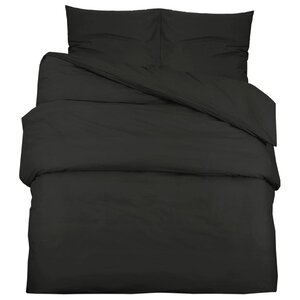 vidaXL Ensemble de housse de couette Noir 240x220 cm Coton