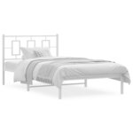 vidaXL Cadre de lit métal sans matelas et tête de lit blanc 107x203 cm